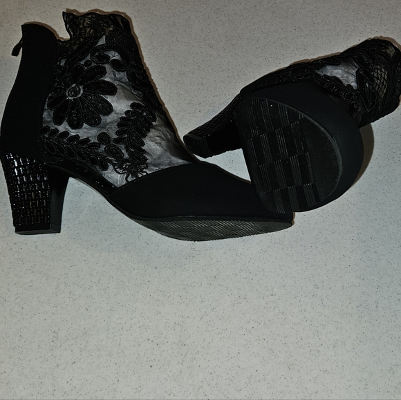 Hollow Mesh Women's Sandals Lace High Heel - Picture 7 of 14